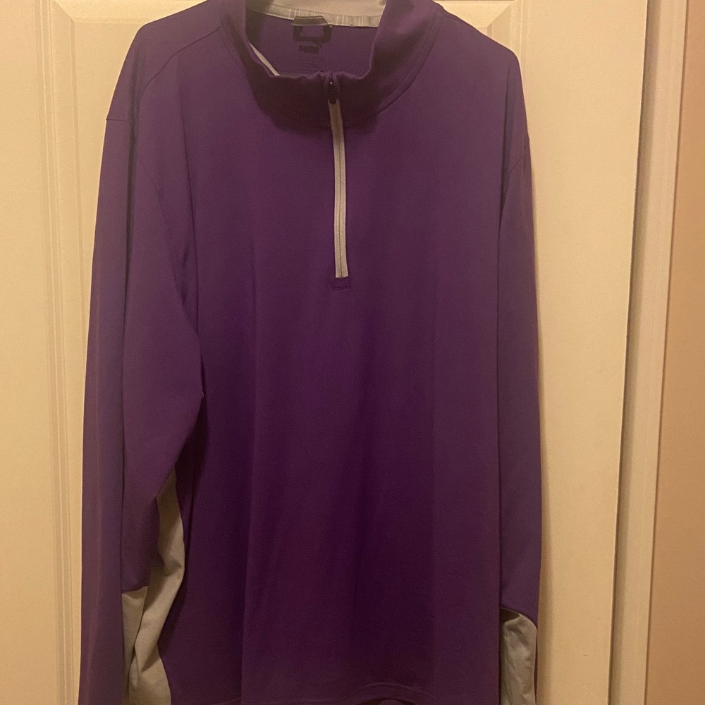 Puma Men's Zip-Up Long Sleeve in Purple and Gray
